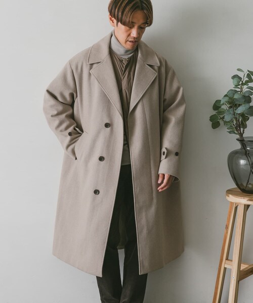 URBAN RESEARCH DOORS(アーバンリサーチドアーズ)の「JAPAN FABRICオーバーチェスターコート(チェスターコート・メンズ・GREEN/GREIGE/BROWN/D.NAVY/BLACK・M/L/XL)」の2枚目の写真