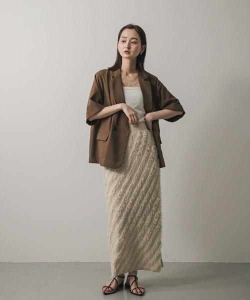 SENSE OF PLACE by URBAN RESEARCH（センスオブプレイスバイアーバンリサーチ）の「『UR TECH DRYLUXE』リネンライクジャケット（テーラードジャケット・レディース・GREIGE/CHARCOAL/BROWN/NAVY・one）」の17枚目の写真