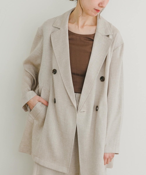 ITEMS URBANRESEARCH（アイテムズ アーバンリサーチ）の「リネンライクジャケット（テーラードジャケット・レディース・L.BEG/BRN・FREE）」の2枚目の写真