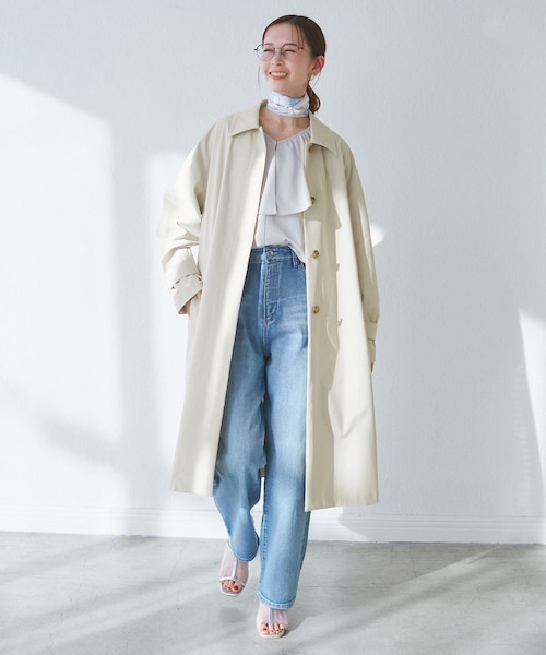 ROPE' PICNIC（ロペピクニック）の「【撥水・花粉ガード】ステンカラーコート/スプリングコート（ステンカラーコート・レディース・ベージュ/ベージュ系/ネイビー・36/38）」の9枚目の写真