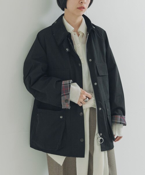 URBAN RESEARCH(アーバンリサーチ)の「『別注』Barbour / URBAN RESEARCH BEDALE(テーラードジャケット・レディース・black/beige・FREE)」の8枚目の写真