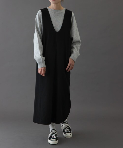 URBAN RESEARCH DOORS（アーバンリサーチドアーズ）の「FORK&SPOON　ウールライクジャンパースカート（ワンピース・レディース・BLACK/TOPCCL・1/2）」の4枚目の写真