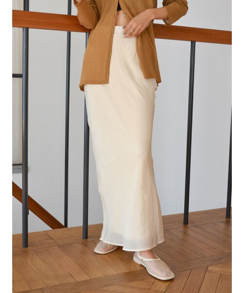 Ungrid（アングリッド）の「フィットサテンスカート（スカート・レディース・アイボリー/ブルー・S/M）」の2枚目の写真