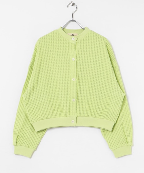 THE GOODLAND MARKET（ザグッドランドマーケット）の「SEAGREEN　BIG WAFFLE CARDIGAN（カーディガン/ボレロ・レディース・GREEN/BROWN/CREAM/ROYAL・1/2）」の3枚目の写真