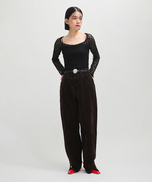 ADAM ET ROPE'(アダムエロペ)の「【サステナブル】・【新色追加】ルーズフィットアジャストデニム(デニムパンツ・レディース・ホワイト/ダークブラウン/サックス/ベージュ系/ブラック/キナリ/ネイビー/ブルー系・34/36/38)」の17枚目の写真