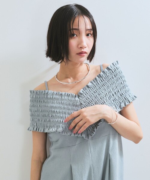 VIS（ビス）の「シャーリングオフショルダーオールインワン（つなぎ/オールインワン・レディース・ブラック/ブルー系・F）」の11枚目の写真