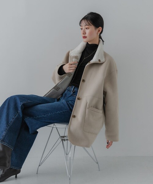 URBAN RESEARCH(アーバンリサーチ)の「ECOPELフェイクムートンリバーシブルコート(ムートンコート・レディース・IVO×CML/BRN×BRN/OFF×GREGE・Free)」の8枚目の写真