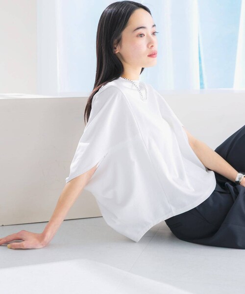 URBAN RESEARCH ROSSO（アーバンリサーチロッソ）の「『一部WEB限定カラー』汗染防止5分袖ドルマンプルオーバー（Tシャツ/カットソー・レディース・D/NAVY/OFF WHITE/L/GREIGE/BLUE/BROWN/BORDEAUX・FREE）」の8枚目の写真