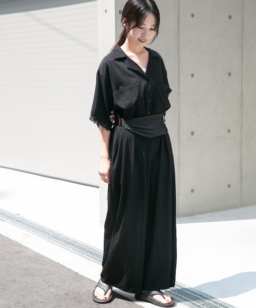 ITEMS URBANRESEARCH(アイテムズ アーバンリサーチ)の「レースドッキングオールインワン(つなぎ/オールインワン・レディース・BLK/D/BRN・Free)」の1枚目の写真