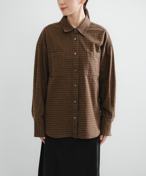 URBAN RESEARCH（アーバンリサーチ）の「ネルチェックコットンシャツ（シャツ/ブラウス・レディース・L.GREEN/BROWN・FREE）」の11枚目の写真