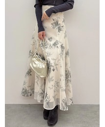 MERCURYDUO | 花柄バックレースアップフレアスカート(スカート)