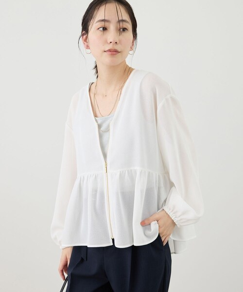 ROPE' PICNIC(ロペピクニック)の「メッシュペプラムブルゾン(ブルゾン・レディース・ブラック/ホワイト/ベージュ系/ネイビー・F)」の17枚目の写真