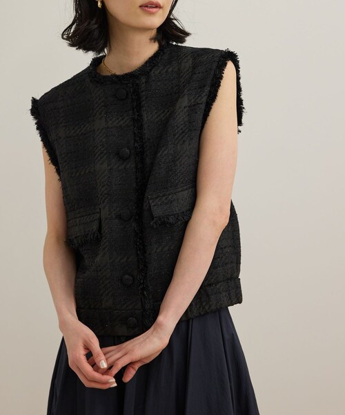 ROPE'（ロペ）の「サマーツイードジレ（ベスト・レディース・ブラック/オフホワイト・F）」の20枚目の写真