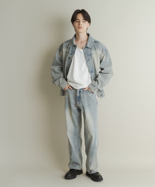 SENSE OF PLACE by URBAN RESEARCH（センスオブプレイスバイアーバンリサーチ）の「ツイストデニムワイドパンツ（デニムパンツ・メンズ・GREEN/L.INDIGO・M/L）」の22枚目の写真