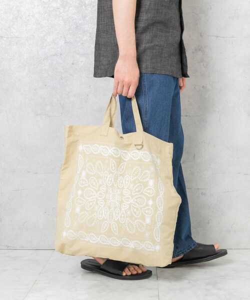 RODE SKO（ロデスコ）の「リップストップダブルショルダー柄トート（トートバッグ・メンズ・BEIGE・one）」の2枚目の写真
