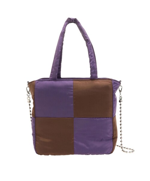 jouetie（ジュエティ）の「ブロッキングパッファーバッグ（トートバッグ・レディース・パープル/ブラック/アイボリー・F）」の8枚目の写真