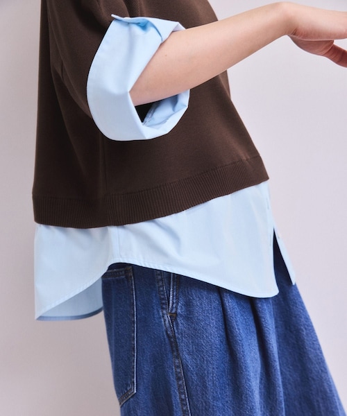 ADAM ET ROPE'(アダムエロペ)の「【WEB限定】シャツコンビニットプルオーバー(ニット/セーター・レディース・ブラック/グレー/ダークブラウン・F)」の10枚目の写真