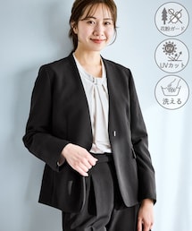 ROPE' PICNIC | 360°ウルトラストレッチ ノーカラージャケット/UVカット・花粉ガード・入卒式・セットアップ対応(ノーカラージャケット)