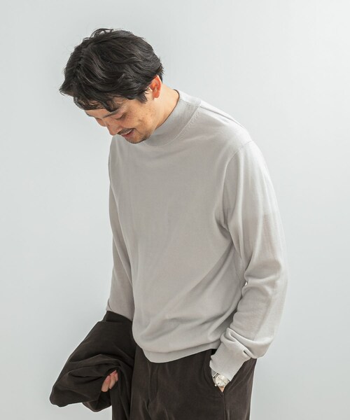URBAN RESEARCH DOORS（アーバンリサーチドアーズ）の「LIFE STYLE TAILOR　マシンウォッシャブルハイゲージモックニット（シャツ/ブラウス・メンズ・IVORY/NAVY/杢CHARCOAL/杢BROWN・M/L）」の6枚目の写真