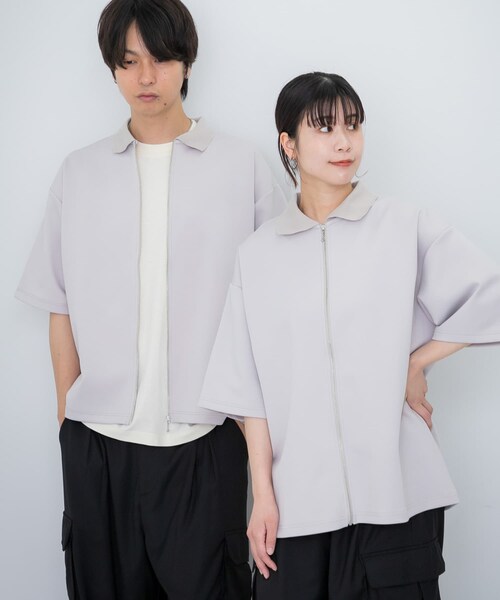 SENSE OF PLACE by URBAN RESEARCH（センスオブプレイスバイアーバンリサーチ）の「『ユニセックス』ZIPカーディガンTシャツ(5分袖)（カーディガン/ボレロ・メンズ・BEIGE/BLACK/BLUE・M/L）」の4枚目の写真