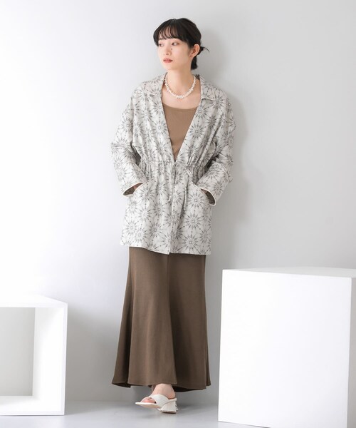 KBF（ケイビーエフ）の「ドロストプリントガウン（テーラードジャケット・レディース・BLUE/BEIGE/NAVY・one）」の8枚目の写真