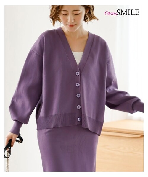 nissen（ニッセン）の「Vネックニットカーディガン【OtonaSMILE】（カーディガン/ボレロ・レディース・パープル/黒/モカベージュ/セージグリーン・M/L/LL/3L/4L/5L）」の10枚目の写真