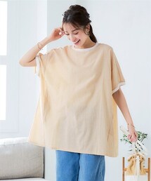nissen | 大きいサイズ　柔らか５分袖ゆるシルエットチュニックブラウス(チュニック)