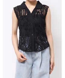 LAGUNAMOON | エンブロイダリーレースポロトップス(シャツ/ブラウス)