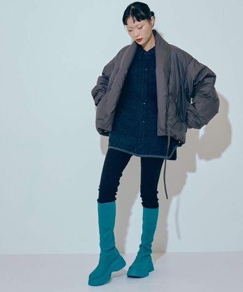 THE GOODLAND MARKET（ザグッドランドマーケット）の「FFM　TWEEDLIKE SHIRTS（カーディガン/ボレロ・レディース・Black/Beige・1/2）」の5枚目の写真