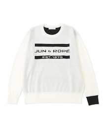 【J'aDoRe・店舗限定】ロゴインターシャ長袖ニット