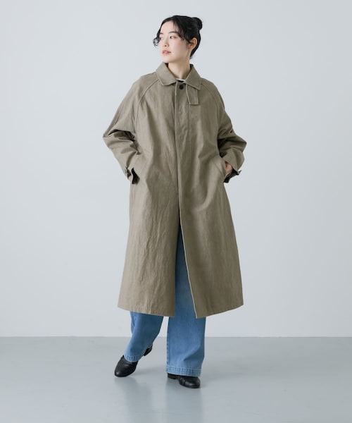 かぐれ（カグレ）の「コットンリネンステンカラーコート（ステンカラーコート・レディース・PURPLE/BEIGE・FREE）」の14枚目の写真