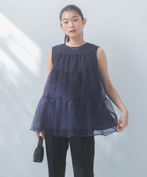 URBAN RESEARCH ROSSO（アーバンリサーチロッソ）の「シアードットティアードブラウス（シャツ/ブラウス・レディース・NAVY/WHITE・Free）」の3枚目の写真