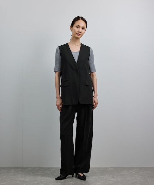 ROPE'（ロペ）の「【洗える】ウール混ツイル ジレベスト/セットアップ対応【WEB・一部店舗限定】（ベスト・レディース・ブラック/ベージュ・F）」の8枚目の写真