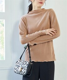 nissen | 大きいサイズ ベロアプリーツハイネックトップス(Tシャツ/カットソー)