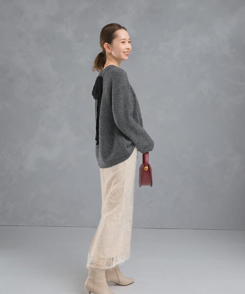 URBAN RESEARCH ROSSO（アーバンリサーチロッソ）の「フラワーチュールシャギースカート（スカート・レディース・IVORY/BLACK・FREE）」の6枚目の写真