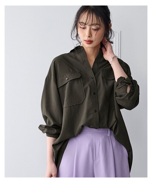 nissen（ニッセン）の「【美極シャツ】ダブルポケットニューノーマルシャツ＜大きいサイズ有＞（シャツ/ブラウス・レディース・チャコール/オフベージュ/サーモンピンク/サックス/モカブラウン/イエロー・S/M/L/LL/3L/4L/5L/6L/8L/10L/【不要1】）」の21枚目の写真