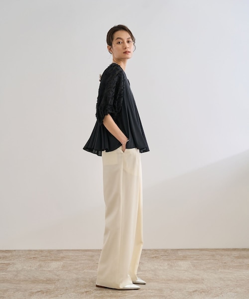 ROPE'（ロペ）の「ジャガードスリーブコンビブラウス/イージーケア（シャツ/ブラウス・レディース・ブラック/ホワイト・F）」の8枚目の写真