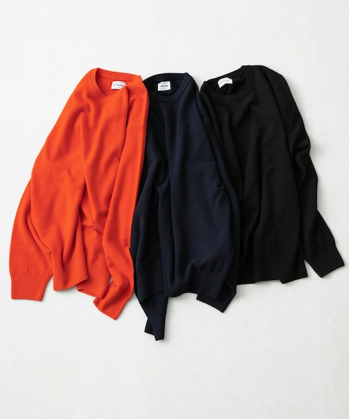 URBAN RESEARCH（アーバンリサーチ）の「Yonetomi　Spiber NEW BASIC KNIT PULLOVER（ニット/セーター・メンズ・24ORANGE/14BLACK/63NAVY・3/4）」の15枚目の写真