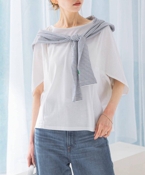 URBAN RESEARCH ROSSO（アーバンリサーチロッソ）の「『一部WEB限定カラー』汗染防止5分袖ドルマンプルオーバー（Tシャツ/カットソー・レディース・D/NAVY/OFF WHITE/L/GREIGE/BLUE/BROWN/BORDEAUX・FREE）」の12枚目の写真