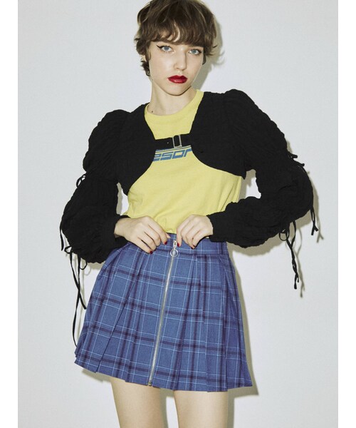 jouetie（ジュエティ）の「2WAYマムルークスリーブトップス（カーディガン/ボレロ・レディース・オフホワイト/ブラック/ピンク/イエロー/ブルー・M）」の2枚目の写真