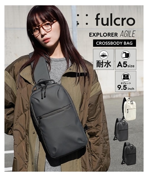 nissen（ニッセン）の「fulcro（フルクロ）Explorer 耐水クロスボディショルダーバッグ アジャイル （Ｂ５対応）（ショルダーバッグ・メンズ・ブラック/ダークグレイ/アイボリー・Y）」の2枚目の写真