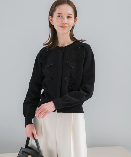 URBAN RESEARCH ROSSO（アーバンリサーチロッソ）の「フラワーモチーフカーディガン（カーディガン/ボレロ・レディース・OFF WHITE/BLACK・Free）」の9枚目の写真