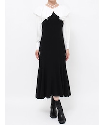 MERCURYDUO | 異素材ラッフルスリーブマーメイドニットワンピース(ワンピース)