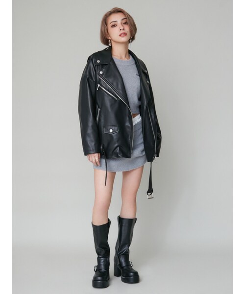 EVRIS（エヴリス）の「ルーズシルエットライダース（ライダースジャケット・レディース・ブラック/イエロー/ブラウン・F）」の17枚目の写真