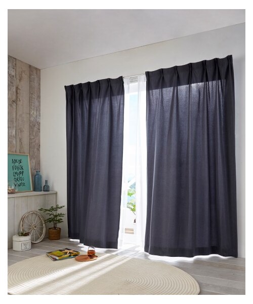 nissen（ニッセン）の「遮光カーテン（デニム調）（家具・メンズ・ネイビー/ブルー/黒・11=幅100×長さ110cm×2枚/12=幅100×長さ135cm×2枚/14=幅100×長さ178cm×2枚/15=幅100×長さ185cm×2枚/16=幅100×長さ200cm×2枚）」の4枚目の写真