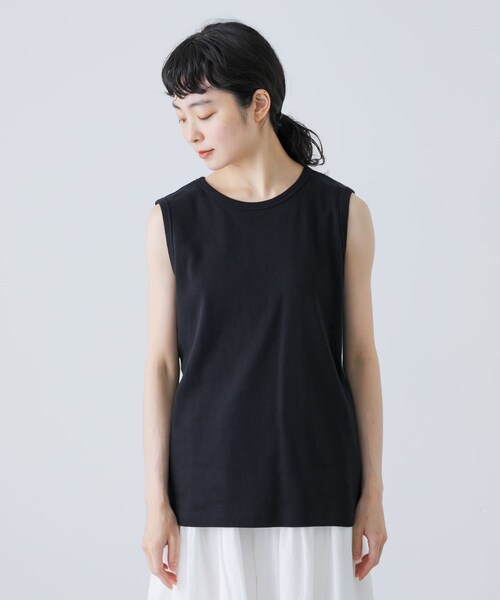 かぐれ（カグレ）の「フライスノースリーブカットソー（タンクトップ・レディース・GREGE/OFF/BLACK・FREE）」の21枚目の写真