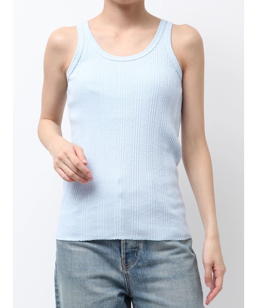 Ungrid（アングリッド）の「ランダムテレコタンクトップ（タンクトップ・レディース・チャコールグレー/ブルー/ネイビー/パープル/オレンジ/オフホワイト・F）」の7枚目の写真