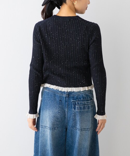 URBAN RESEARCH ROSSO（アーバンリサーチロッソ）の「F by ROSSO　スパンコールフリルリブカーディガン（カーディガン/ボレロ・レディース・BEIGE/GRAY/NAVY・Free）」の22枚目の写真
