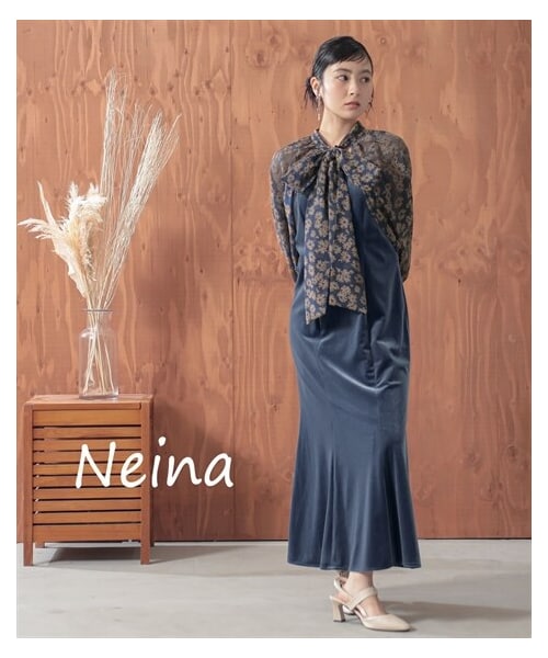 【結婚式・パーティー・オケージョンドレス】2WAYボレロ+ベロアキャミワンピースドレス 大きいサイズ有 〔Neina〕