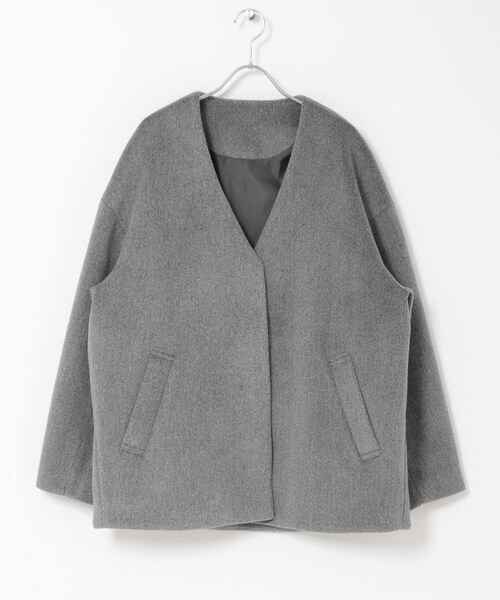 ITEMS URBANRESEARCH（アイテムズ アーバンリサーチ）の「ノーカラーコクーンジャケット（ノーカラージャケット・レディース・GRY/IVO・Free）」の19枚目の写真